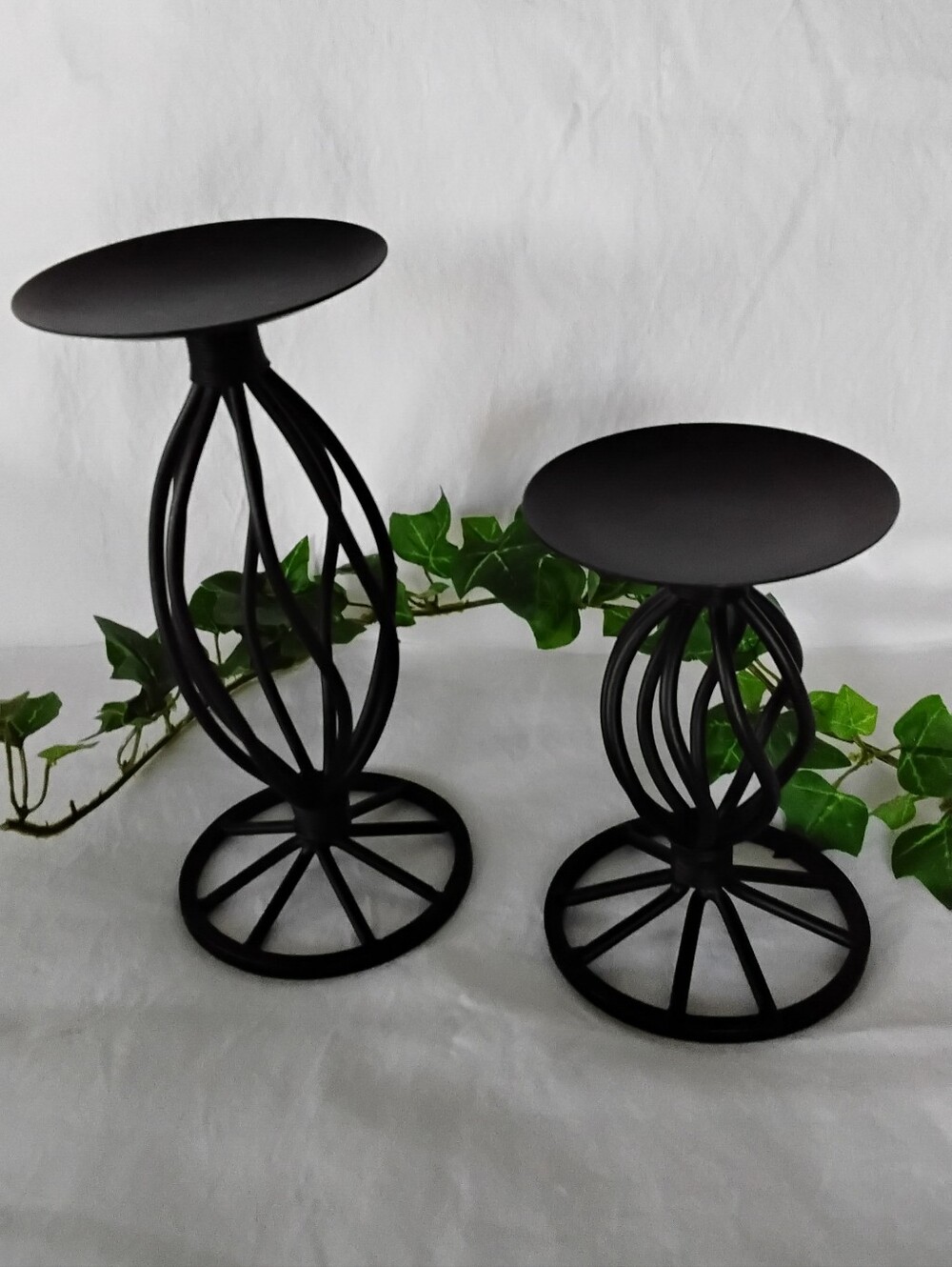 Black Metal Decorative Candle Holders - Set of 2